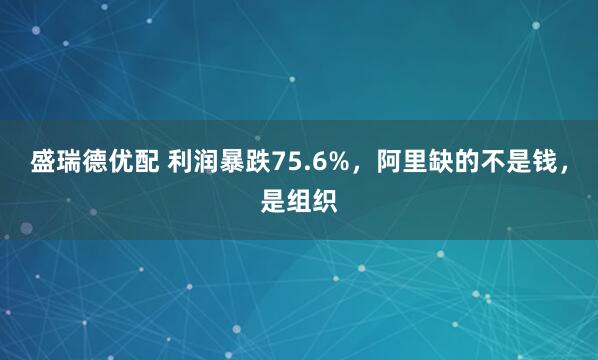 盛瑞德优配 利润暴跌75.6%，阿里缺的不是钱，是组织